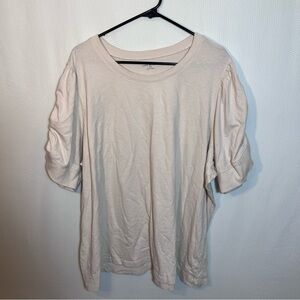Lane Bryant Cream Puff Sleeve Crew Neck Tee Top Size 26/28